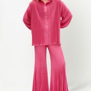 Sleeper Pink Pleated Two-Piece Set